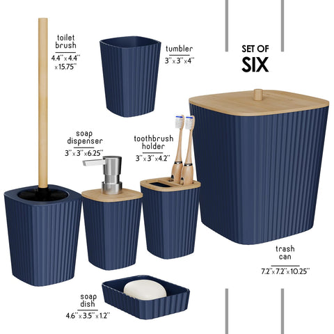 Clara Clark navy blue toothbrush holder adds tidiness and easy access.