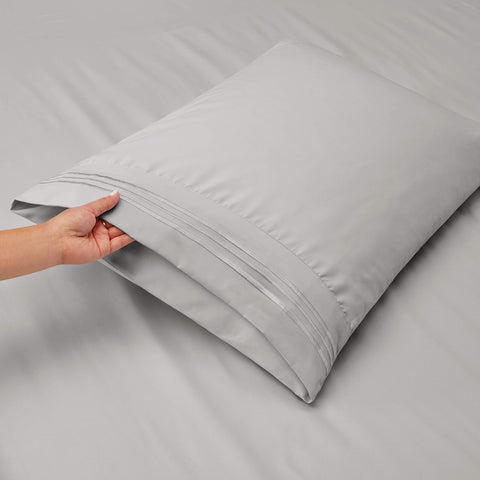 Clara Clark pillowcases feature three-line embroidery for subtle luxury and durability.