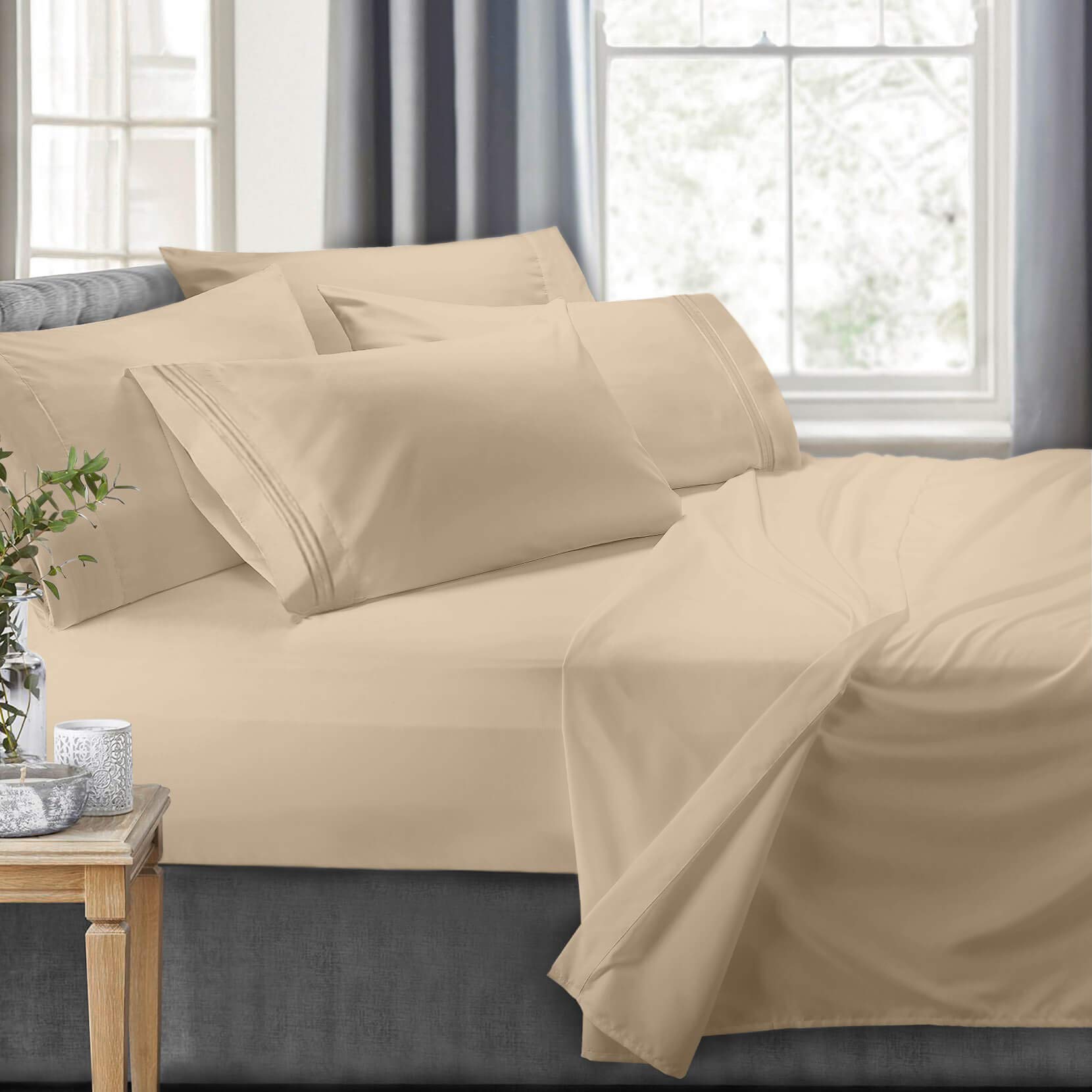 Clara Clark RV Queen low-profile flat sheet laid flat for RV bed layering.