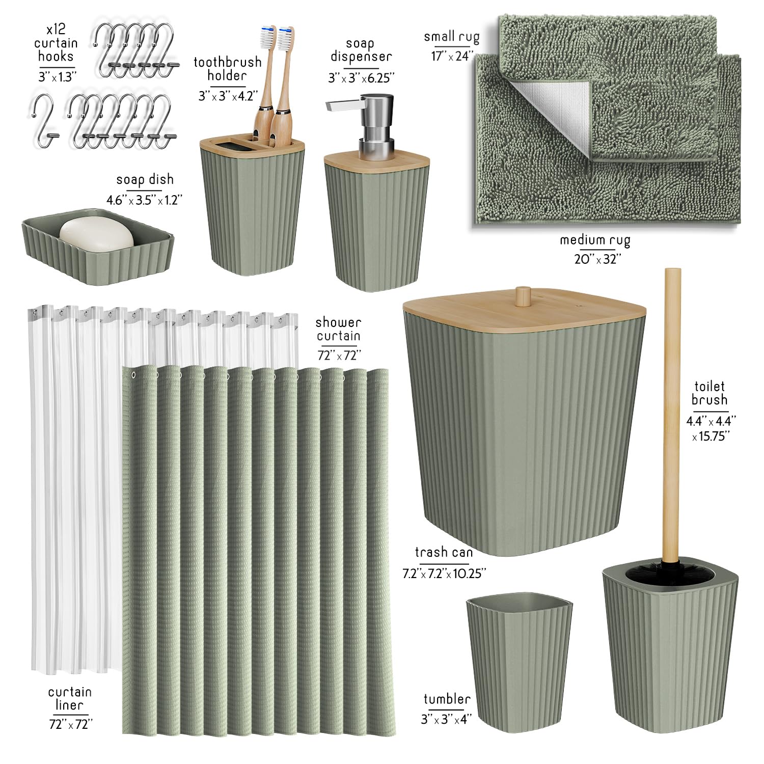Clara Clark sage green bathroom rugs add soft comfort and quick-drying support.