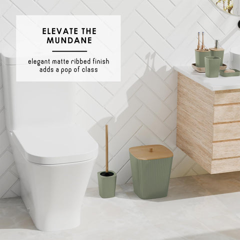 Clara Clark sage green toilet brush holder maintains a neat look