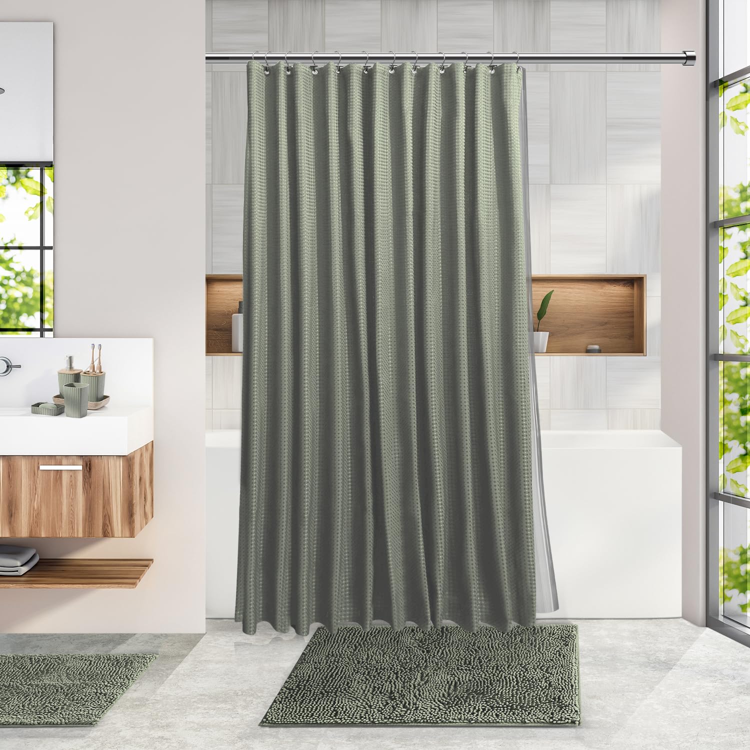 Clara Clark rust-resistant shower curtain hooks ensure durable hanging.