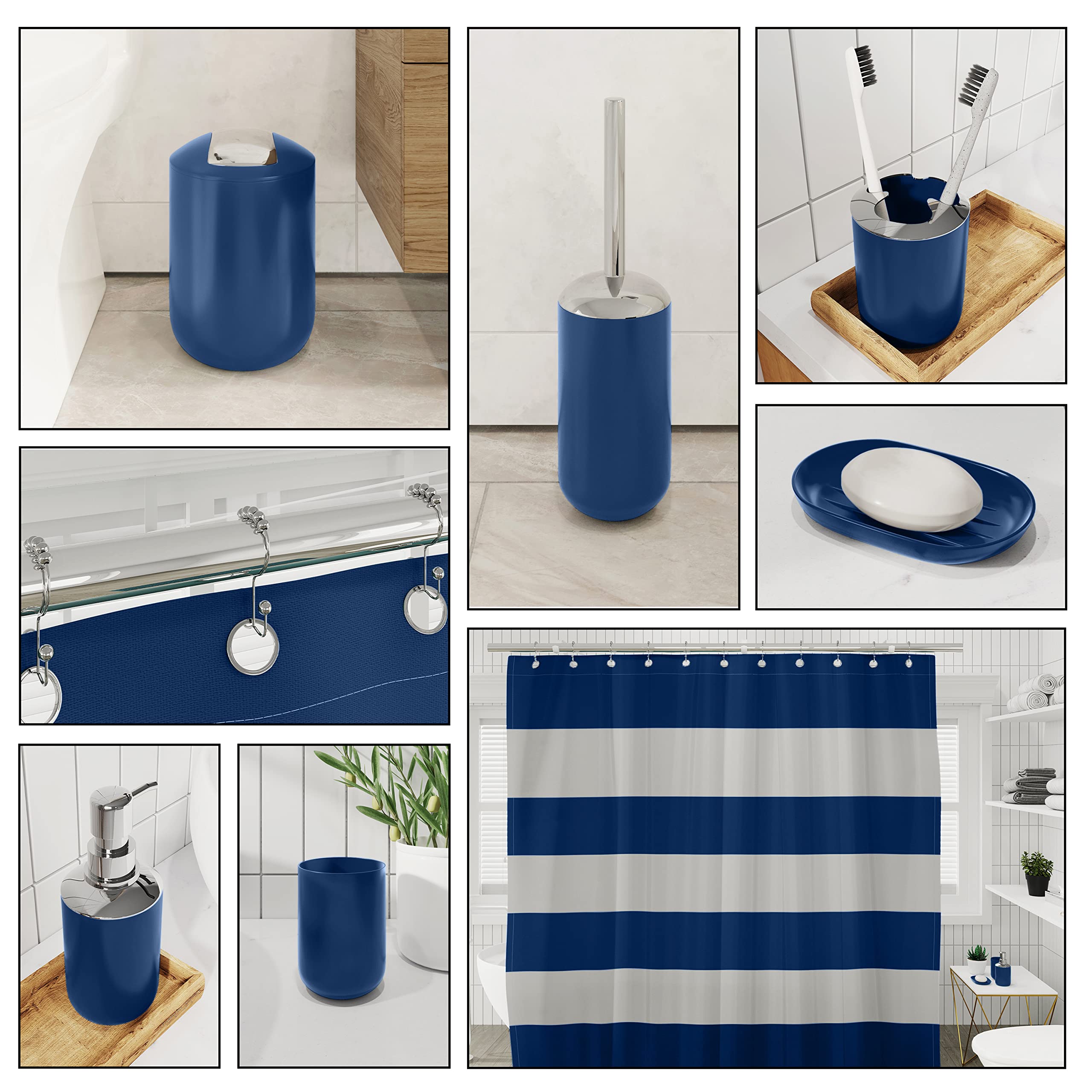Clara Clark shower curtain liner with magnets keeps curtain in place.