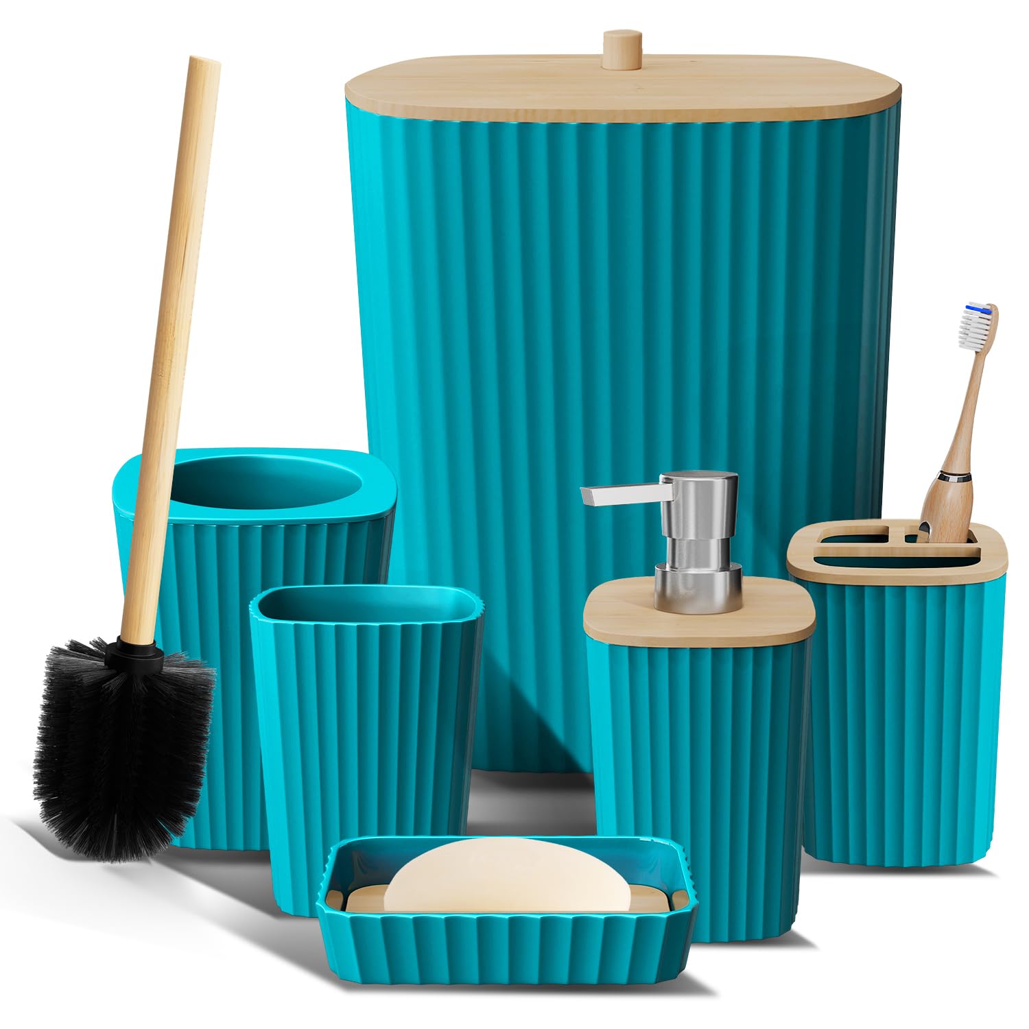 Clara Clark teal bathroom set full display for cohesive, durable decor.