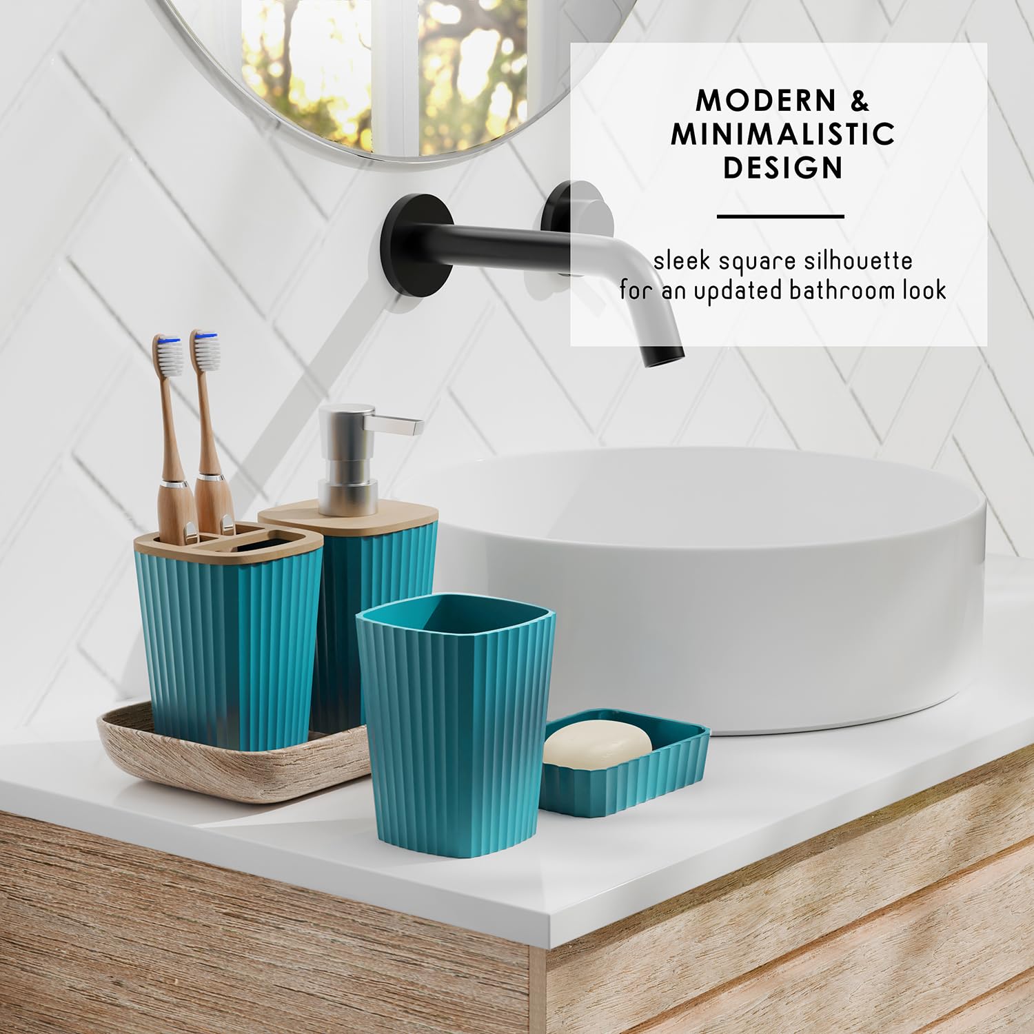 Clara Clark teal tumbler for daily rinsing and easy use.
