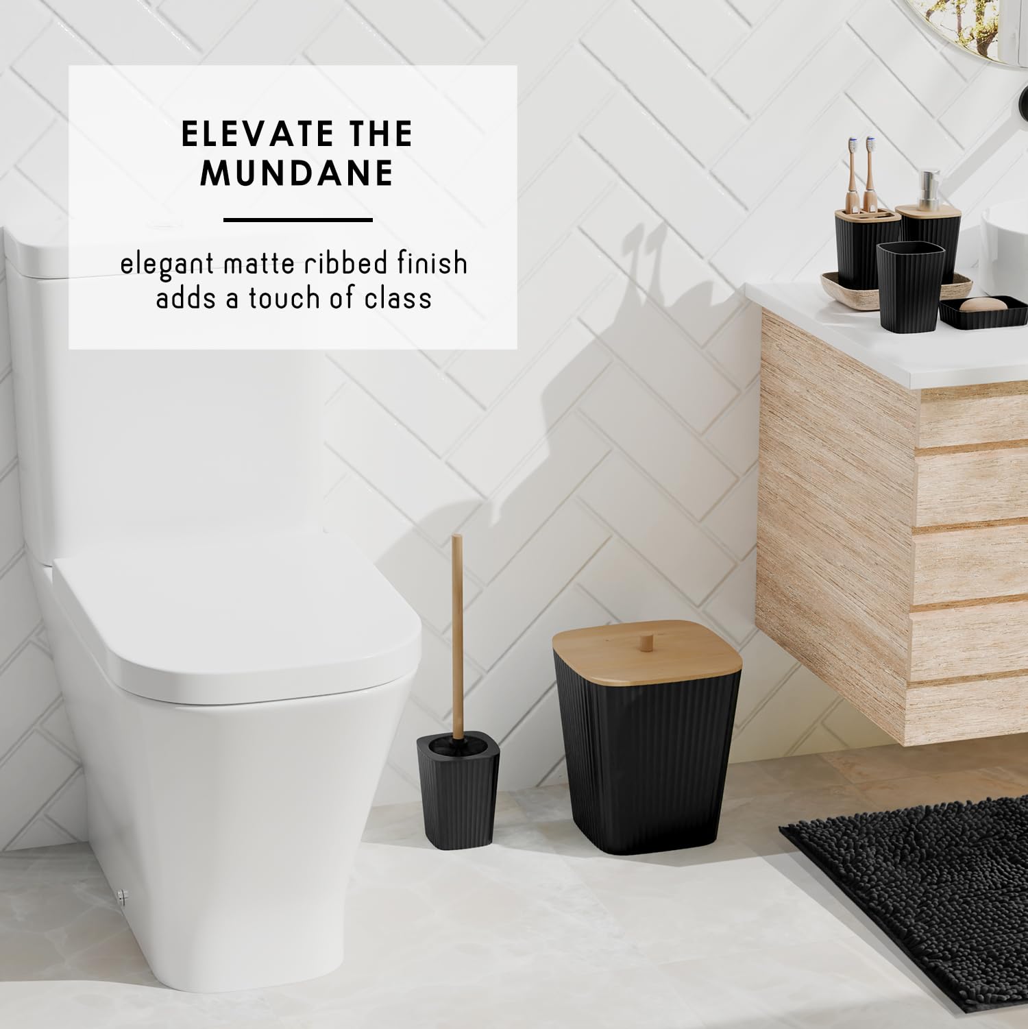 Clara Clark toilet brush holder stores a bathroom essential neatly.
