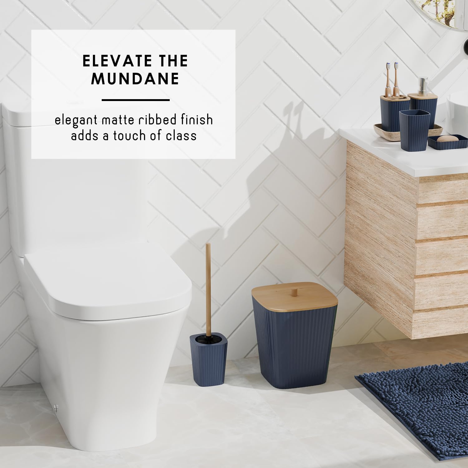 Clara Clark tumbler complements the set for convenient bathroom use