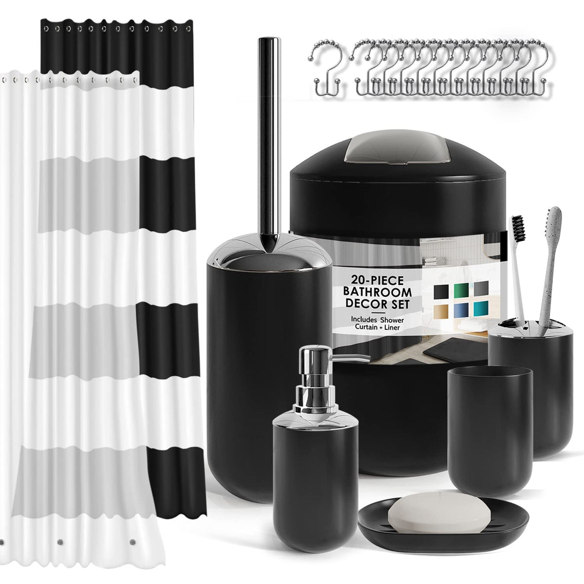 Clara Clark matte black bathroom set for a cohesive, stylish storage solution.