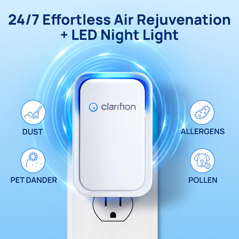 Clarifion bedroom setup with plug-in unit on nightstand