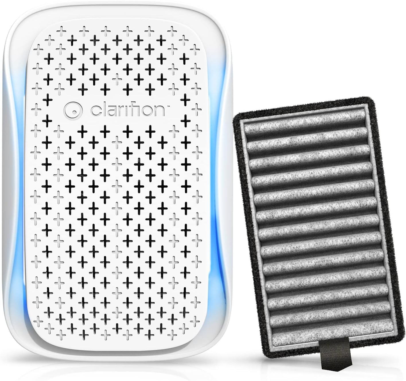 Clarifion DSTx portable air purifier front view for compact space air improvement.
