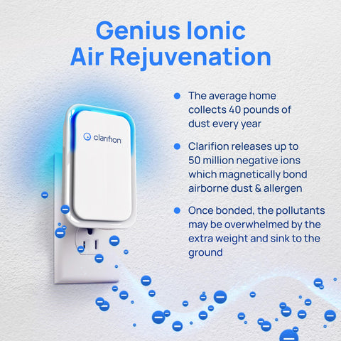 Clarifion office desk unit highlights compact design for workplace air freshness.