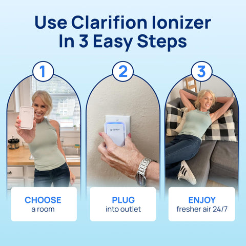 Clarifion packaging and labels emphasize simple plug-and-go air improvement.