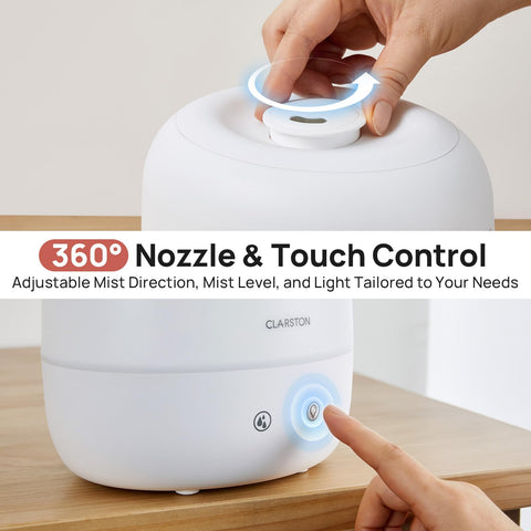 Clarston 360 degree mist nozzle directs mist to multiple corners.