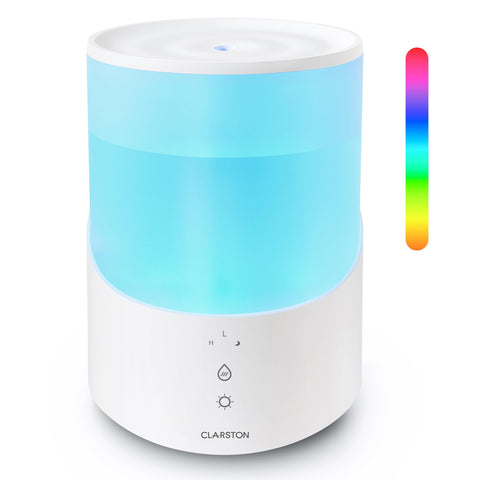 Clarston humidifier with 2.5L top-fill design for easy refills and steady mist.