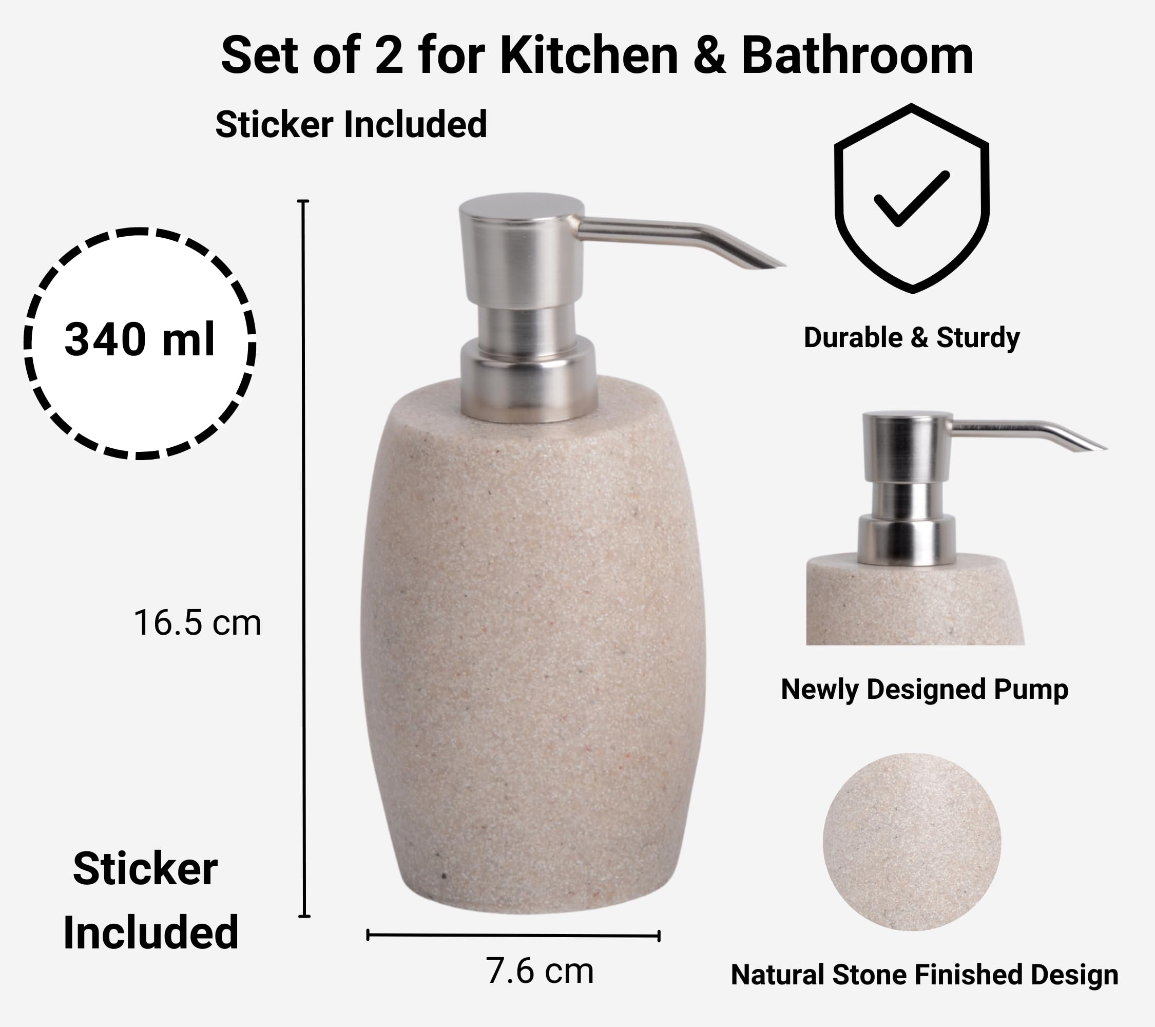 12 oz capacity—great for liquid soap, lotion, or shampoo.