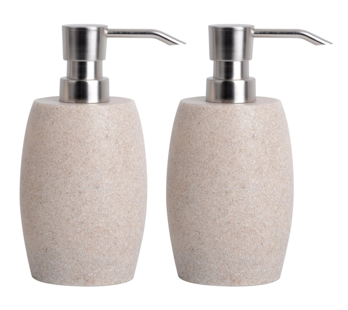 Clasin Home sandstone textured dispenser with metal pump for durable daily use.