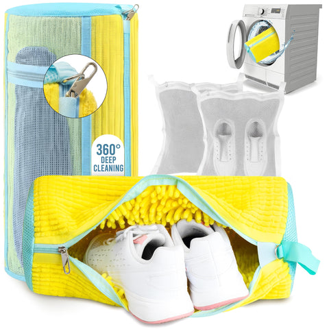 Clasiyo sneaker washing bag front view showing durable mesh and roomy interior