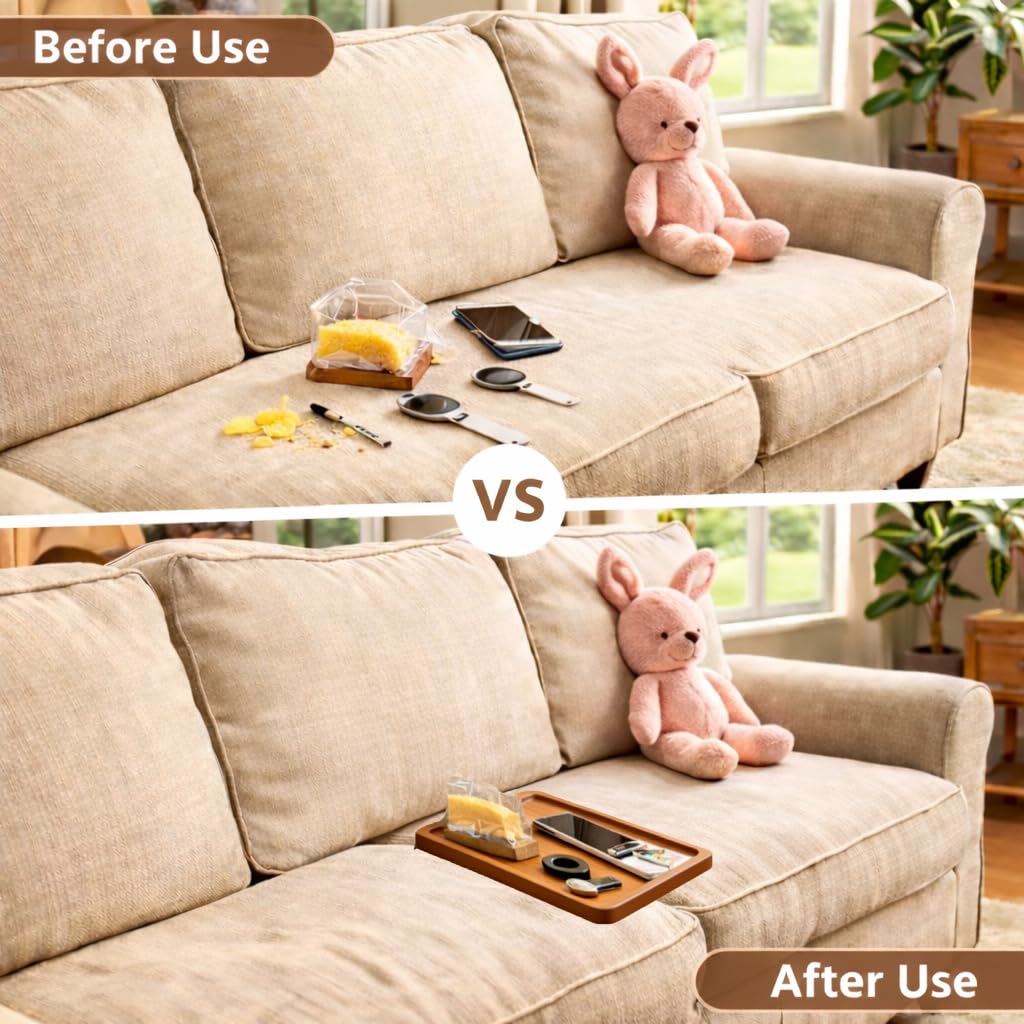 Clavorae acacia couch tray durable wood with natural grain