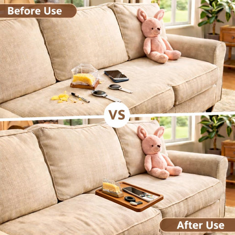 Clavorae acacia couch tray durable wood with natural grain