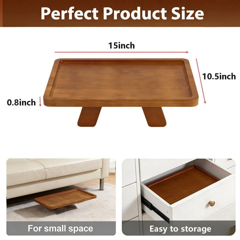 Clavorae acacia couch tray with foldable anchor stand keeps items steady