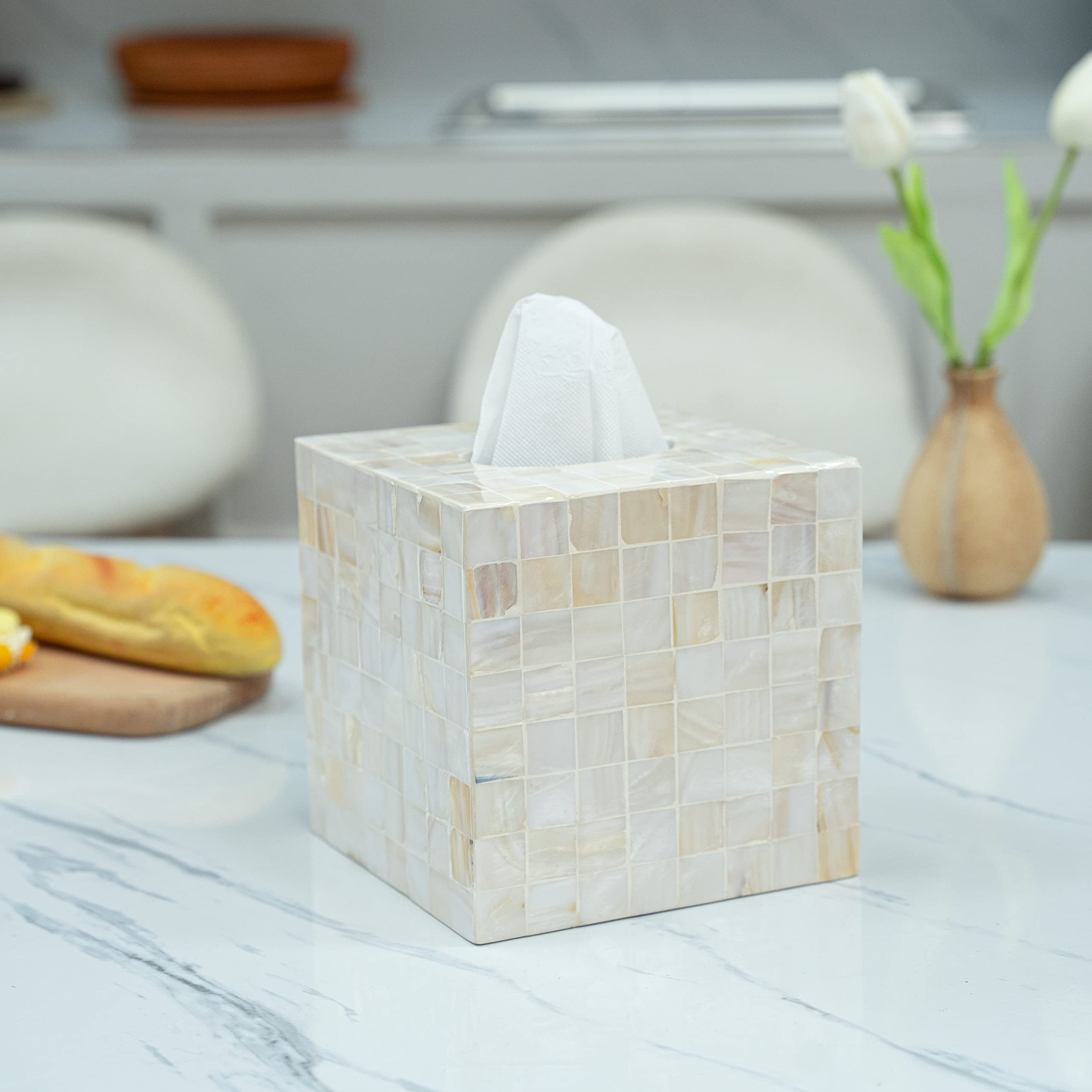 CLAYNIX tissue holder fits most standard boxes for tidy desks and surfaces.
