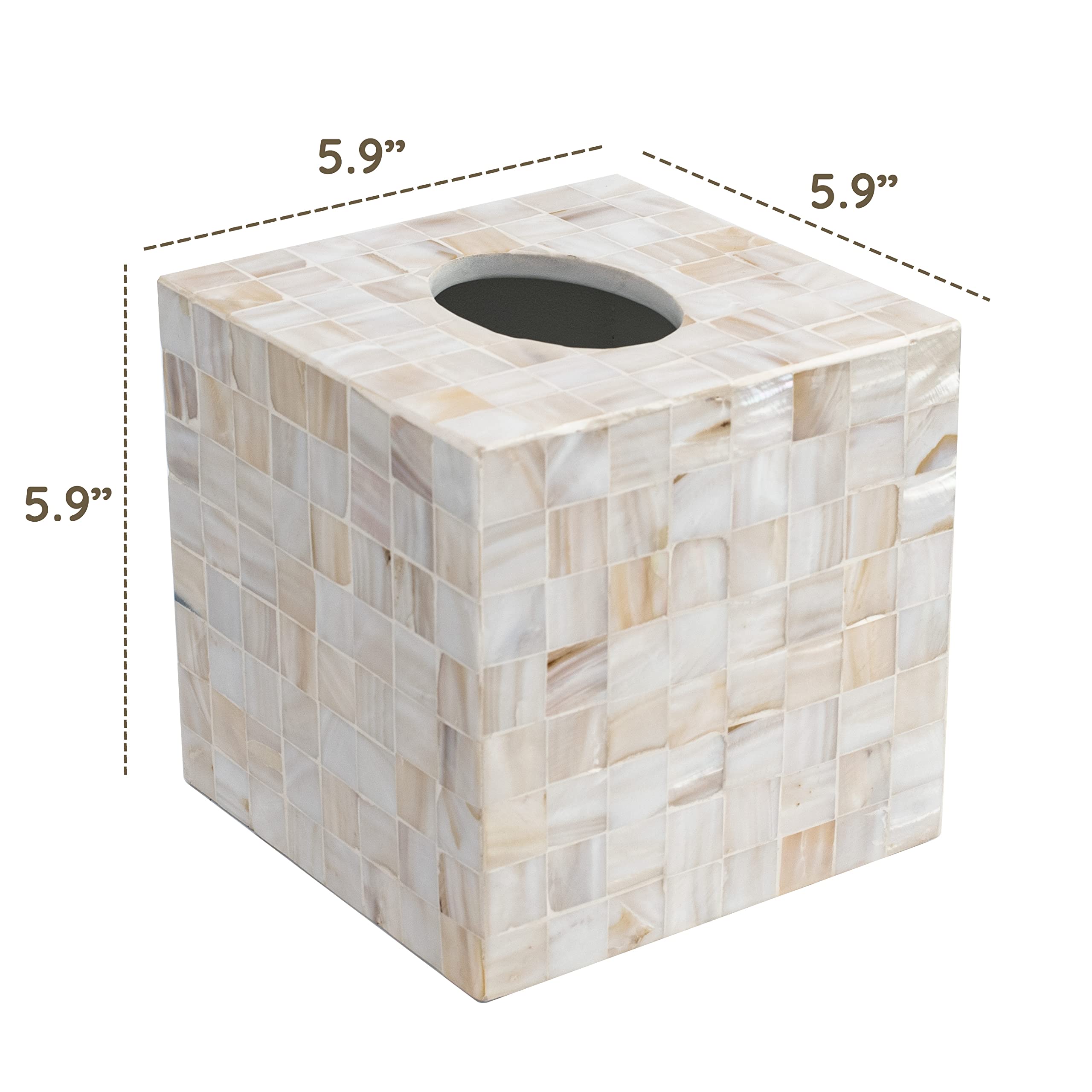 CLAYNIX square tissue box holder showcases a glamorous mosaic finish.