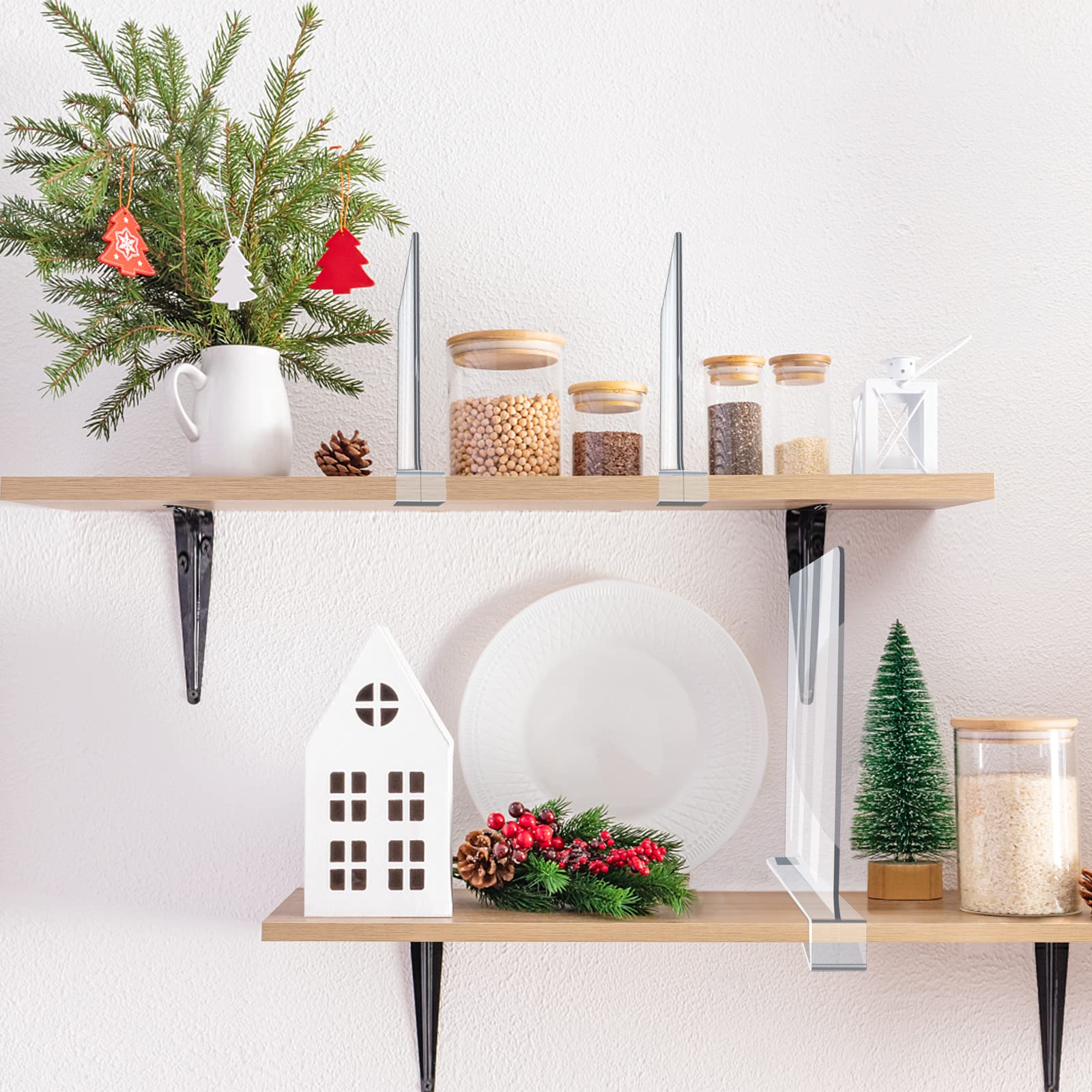 clbutge clear shelf dividers on a shelf help separate items at a glance.