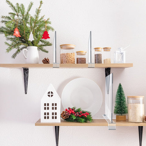 clbutge clear shelf dividers on a shelf help separate items at a glance.