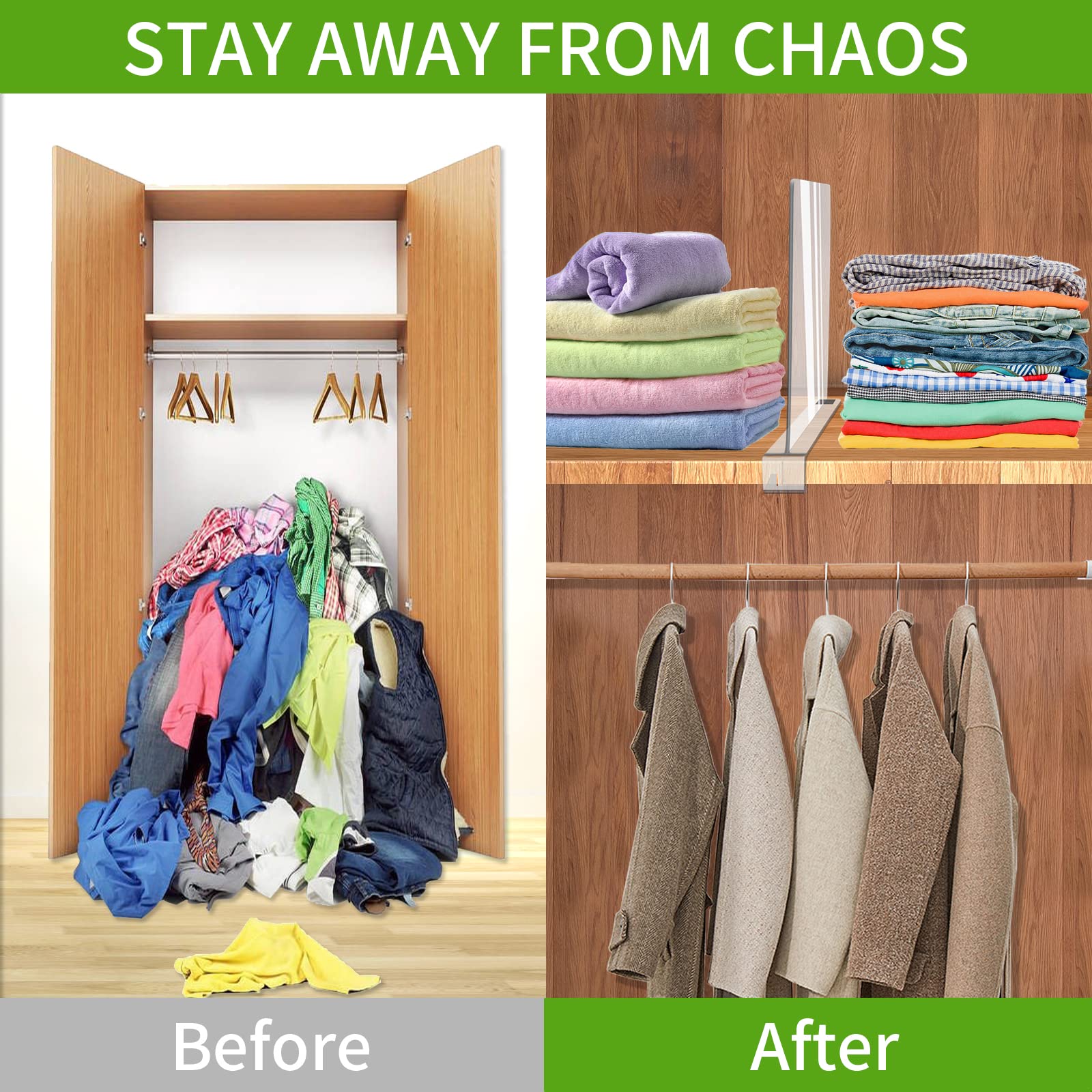 clbutge transparent closet divider showcases minimalist, clutter-free storage.