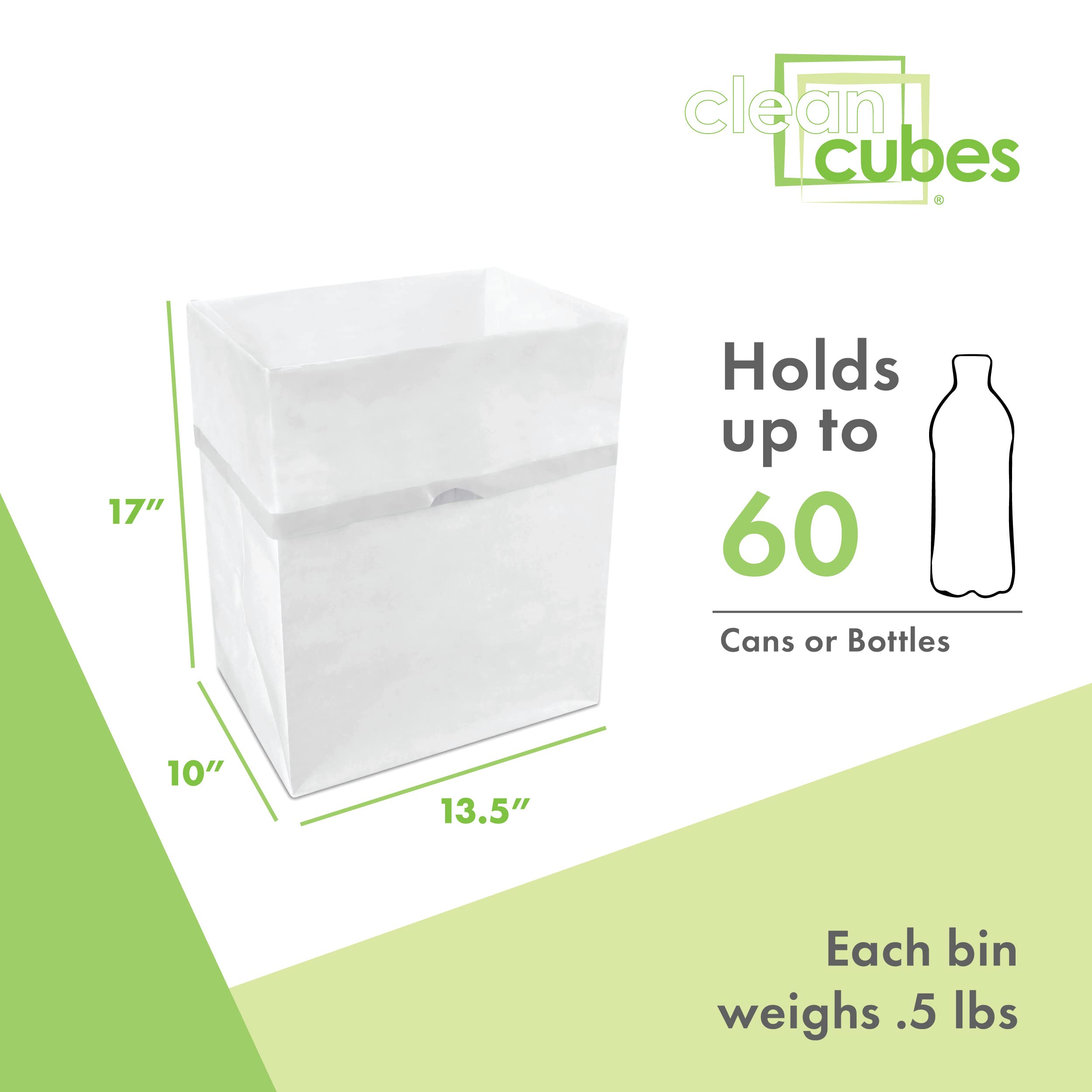 Clean Cubes fold-flat bins store neatly in any kitchen or car trunk.
