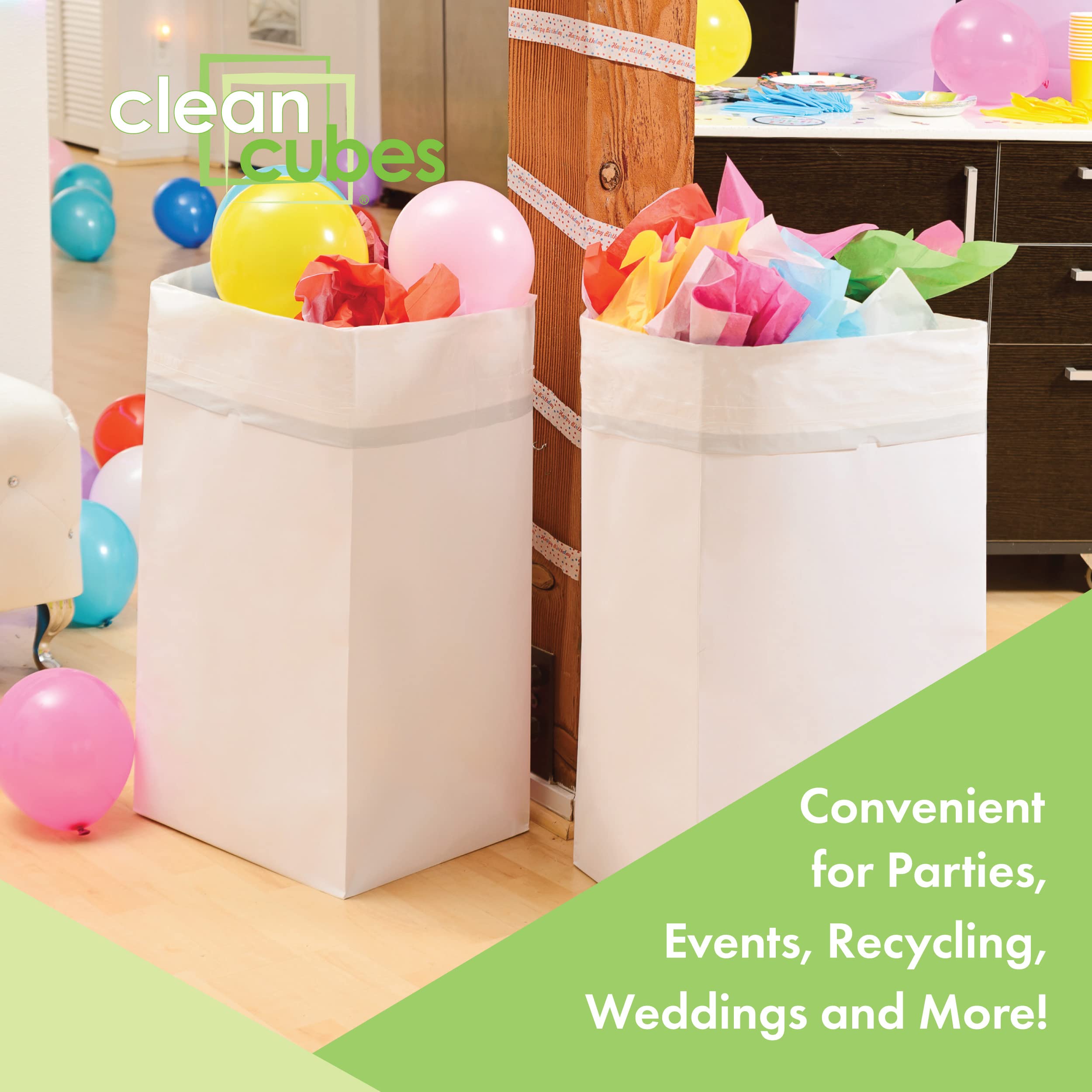 Clean Cubes unfolded for event setup, quick cleanup.