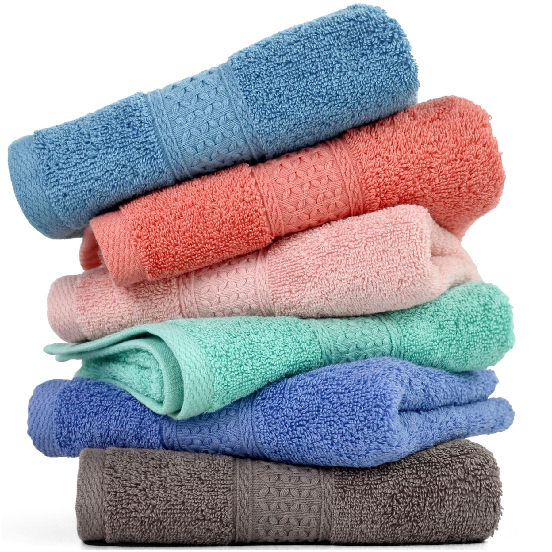 Cleanbear cotton hand towel set in 6-pack with ultra-soft fibers for gentle touch.