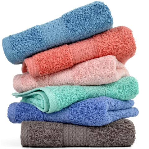 Cleanbear cotton hand towel set in 6-pack with ultra-soft fibers for gentle touch.