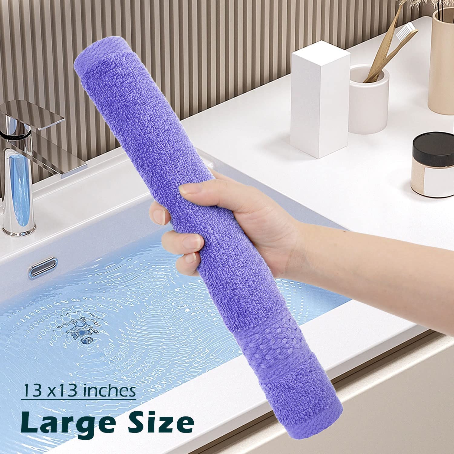 Cleanbear 13x13 inch washcloths give the right thickness.