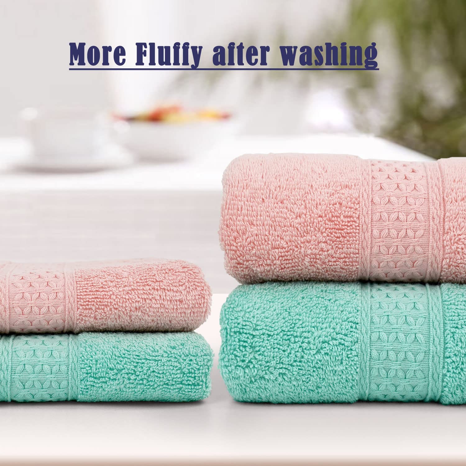 Cleanbear hand towels in assorted jewel colors brighten bathrooms and aid quick hand drying.