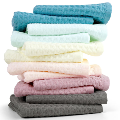Cleanbear waffle washcloths 12-pack mixed colors for quick-drying feel