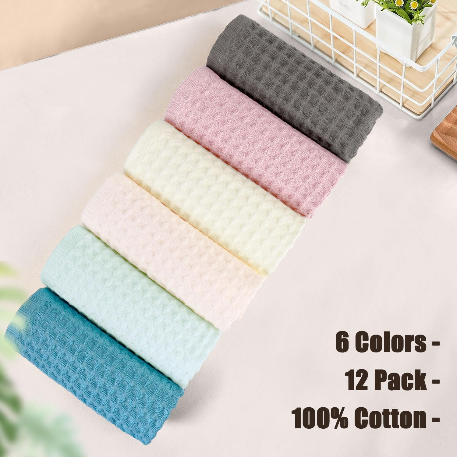Cleanbear waffle washcloths in light turquoise for everyday facial and body care