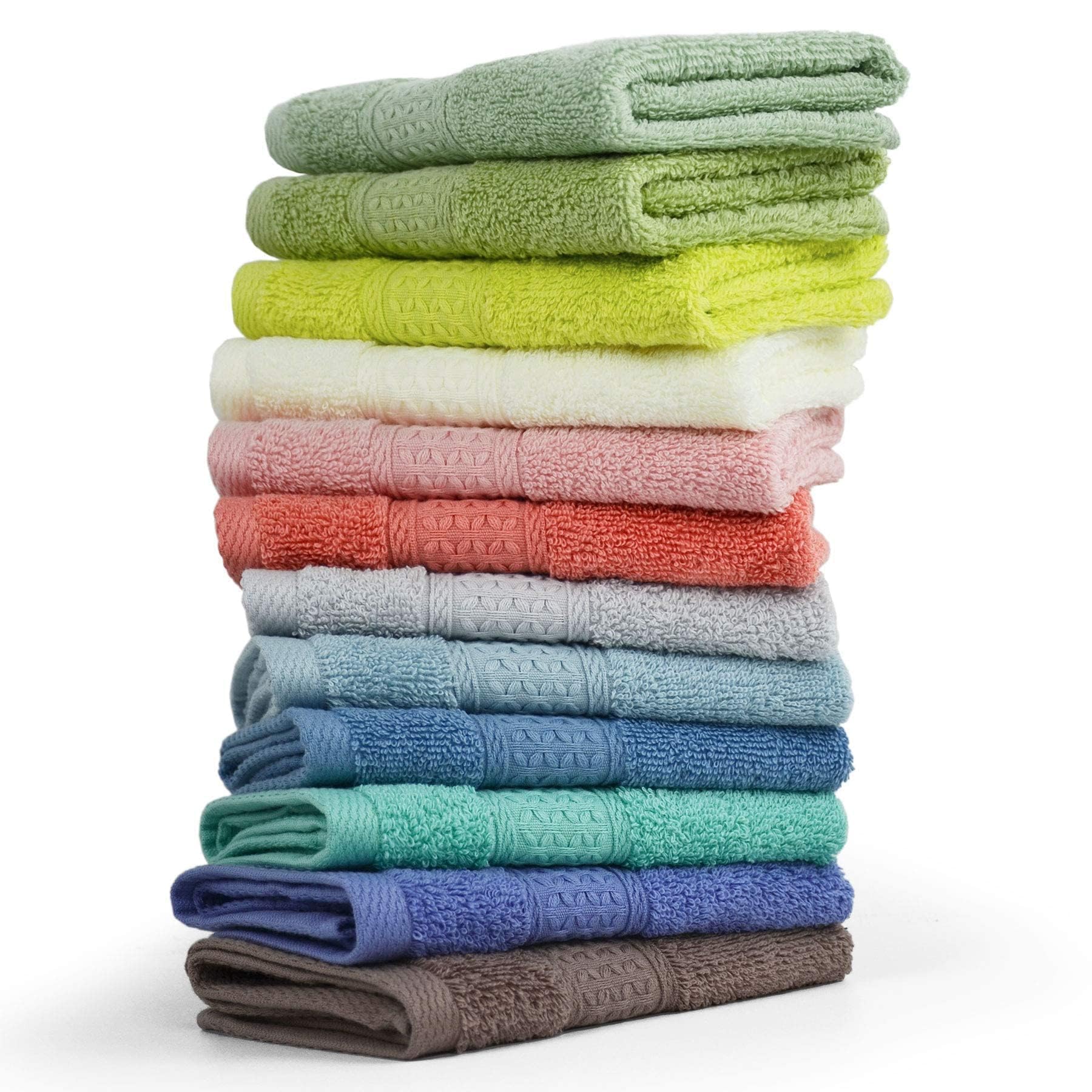 Cleanbear 12-pack washcloths in assorted colors for family use