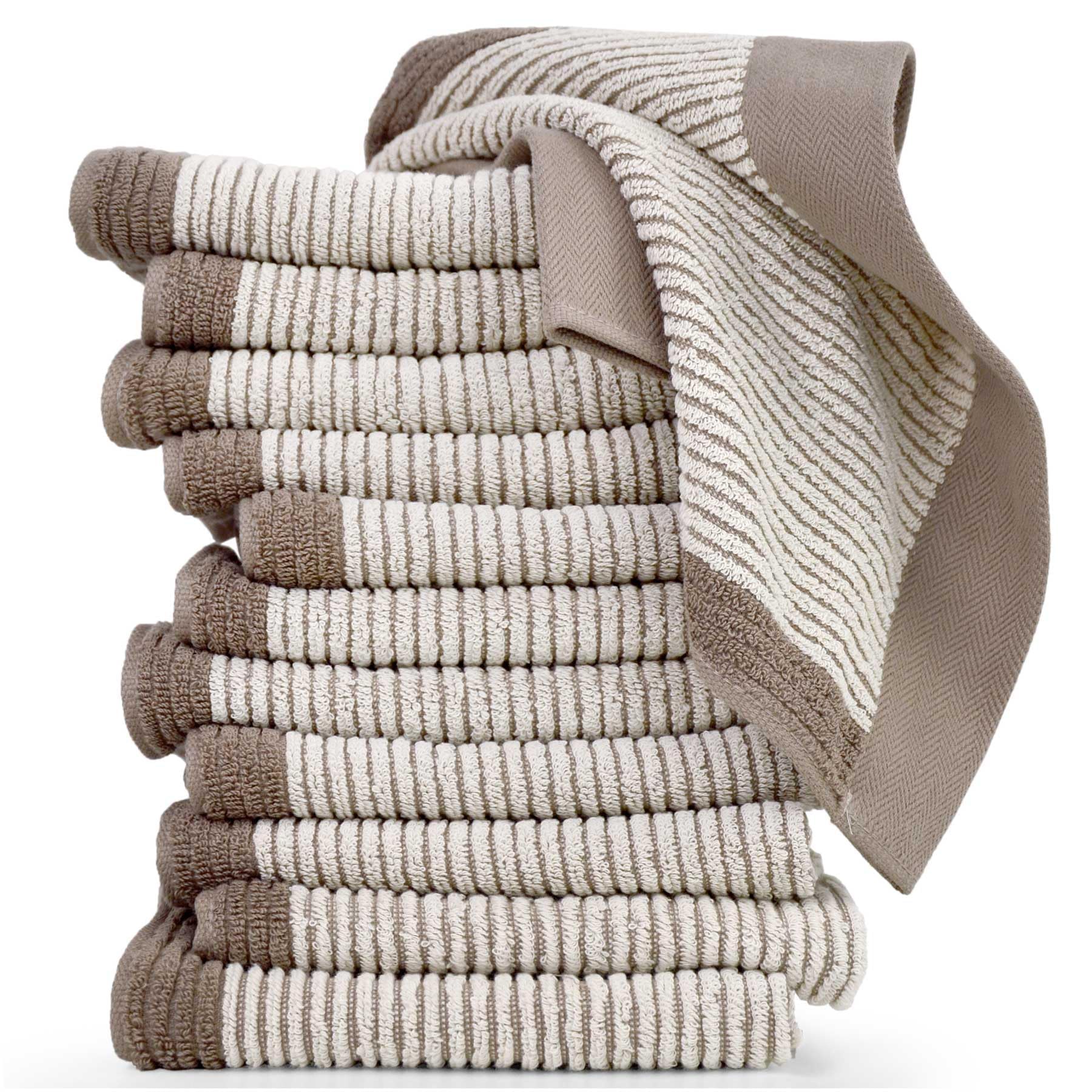 Cleanbear washcloths 12-pack in soft light brown for daily cleansing