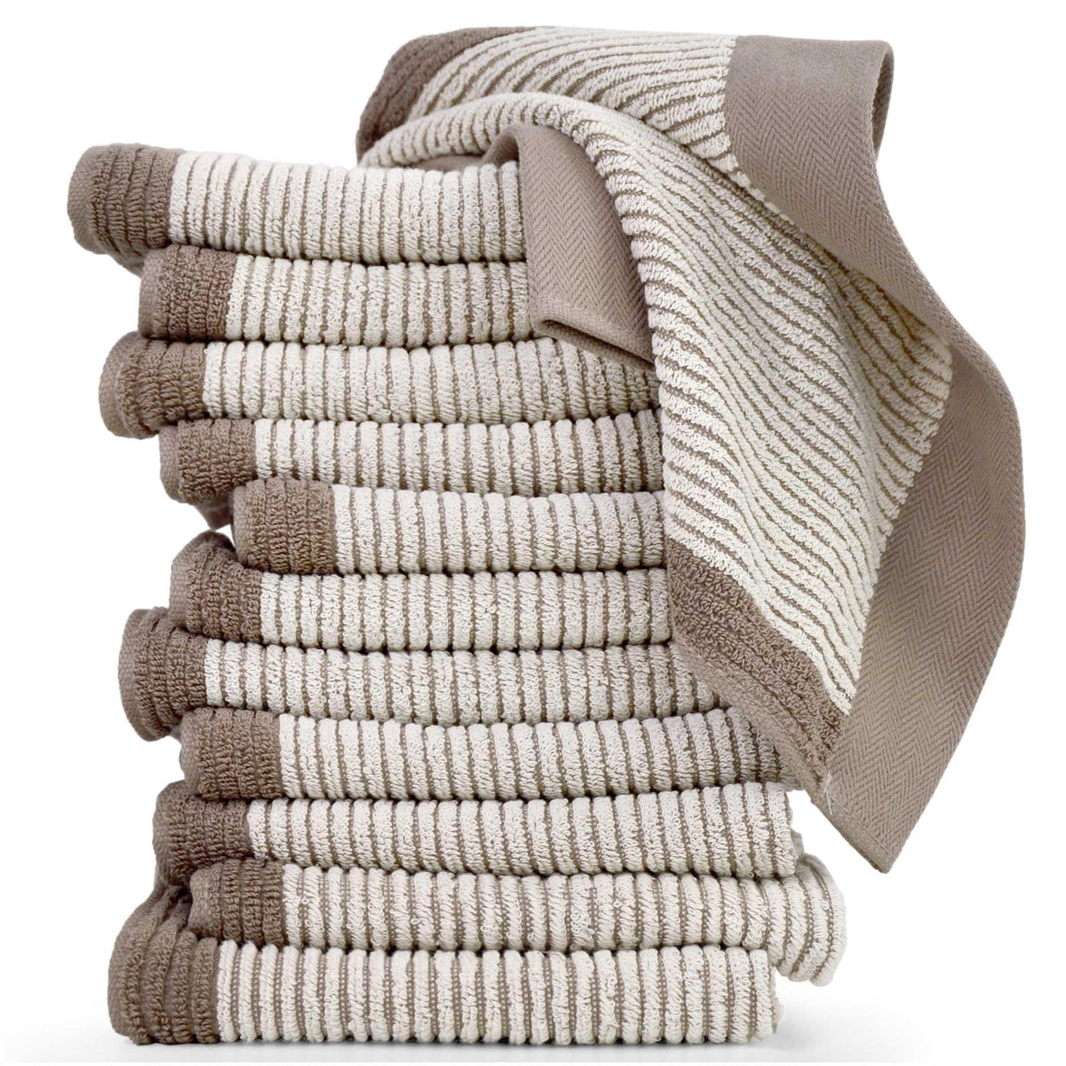 Cleanbear washcloths 12-pack in soft light brown for daily cleansing
