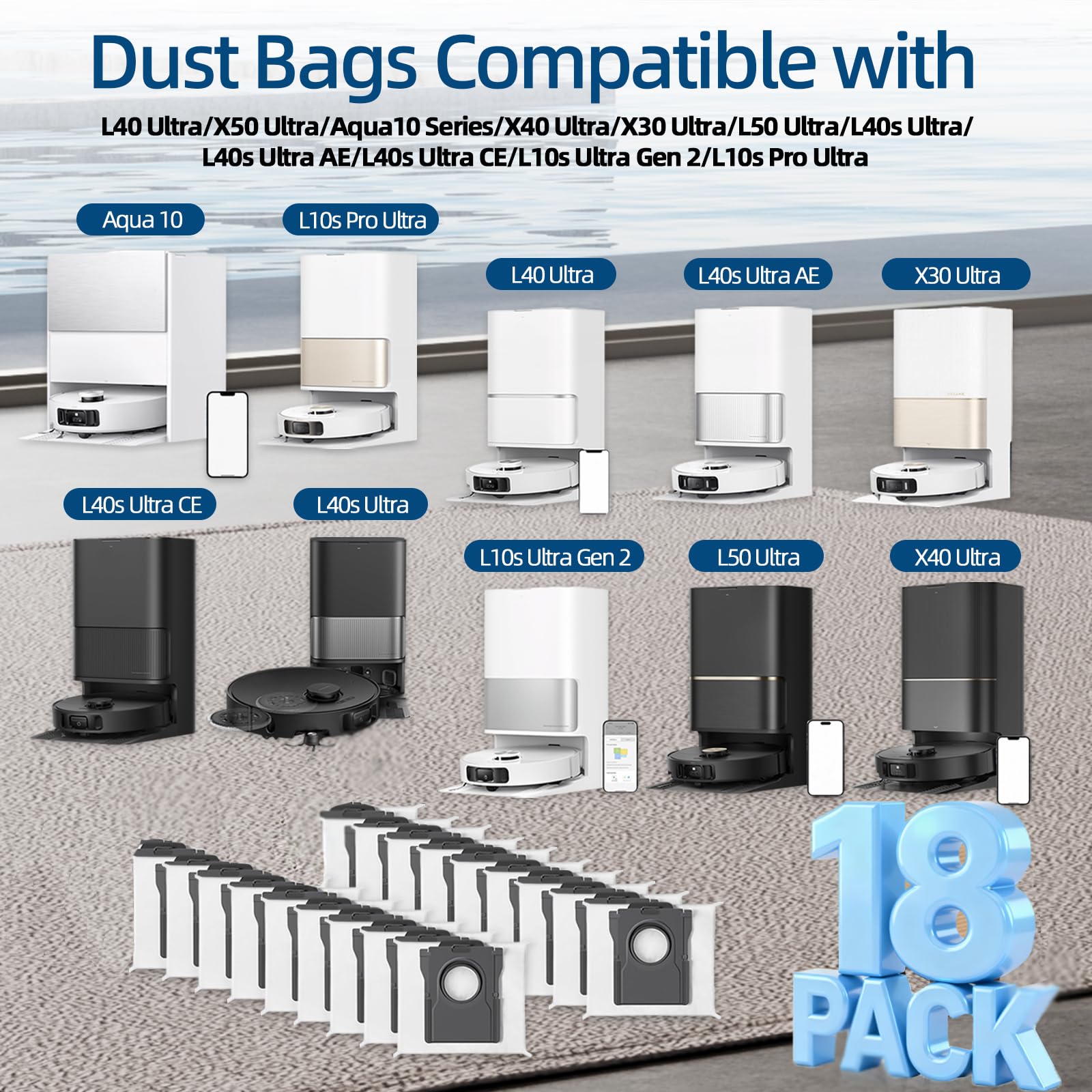Cleangela Dreame X50 Ultra-compatible dust bags for easy maintenance.