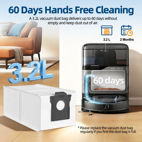 Cleangela push-design dust bag enables quick, mess-free swaps.