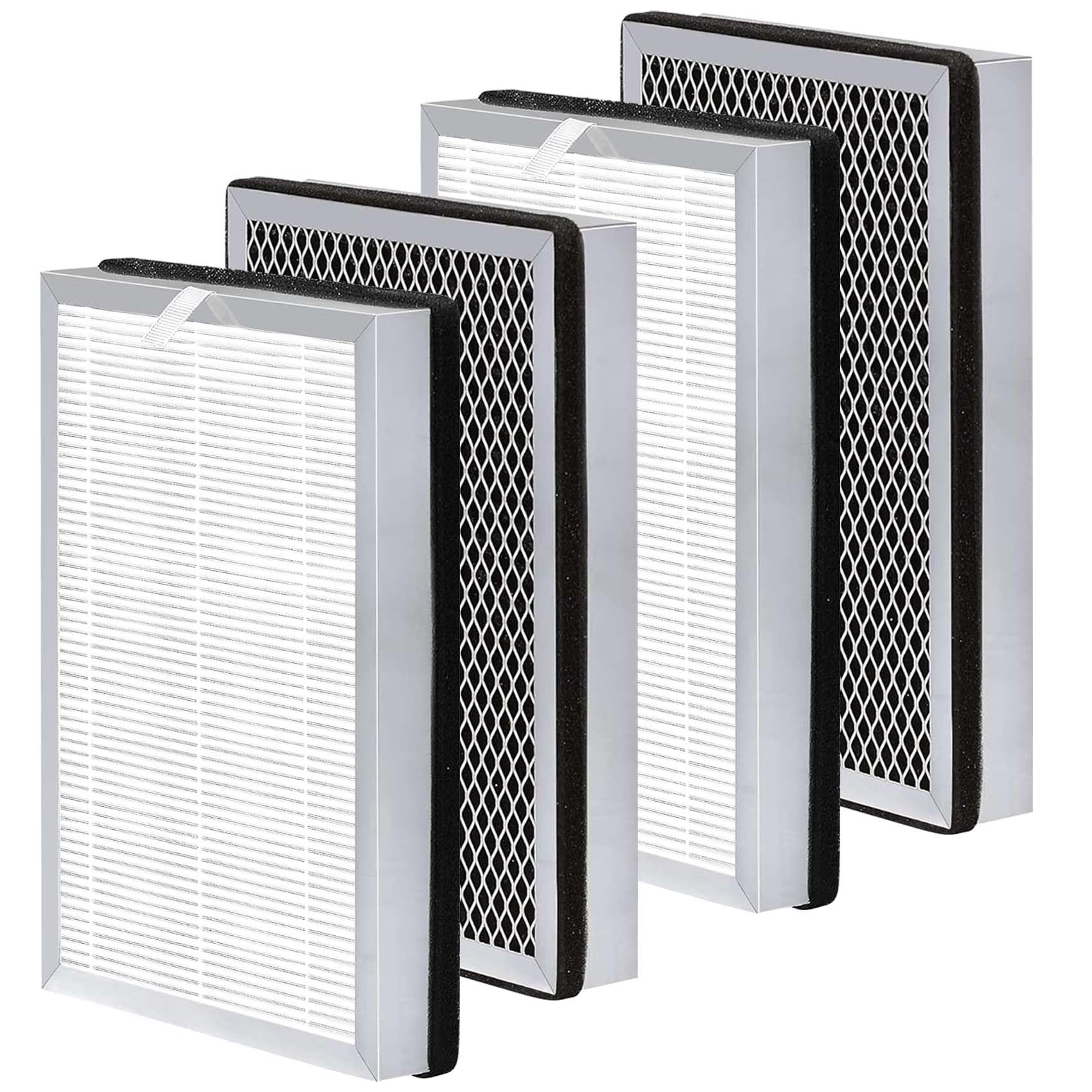 Cleangela MA-25 replacement filter 4-pack laid out for Medify MA-25 purifier, helps trap dust and odors.