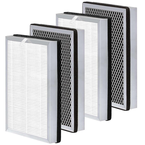 Cleangela MA-25 replacement filter 4-pack laid out for Medify MA-25 purifier, helps trap dust and odors.