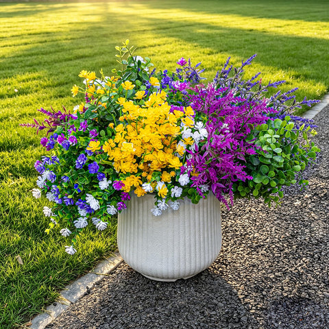 CLEANGOR 28 bundles outdoor artificial flowers ready for all-season decoration.