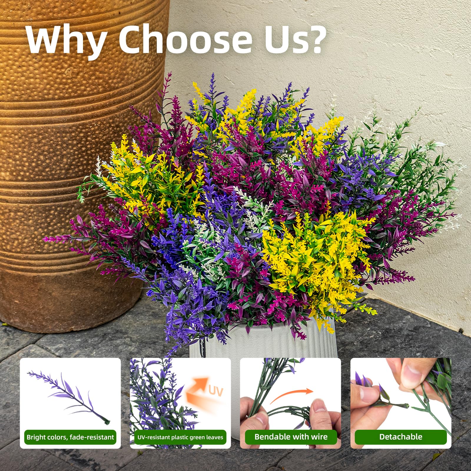 CLEANGOR outdoor lavender stems UV-resistant, built to endure sun and rain