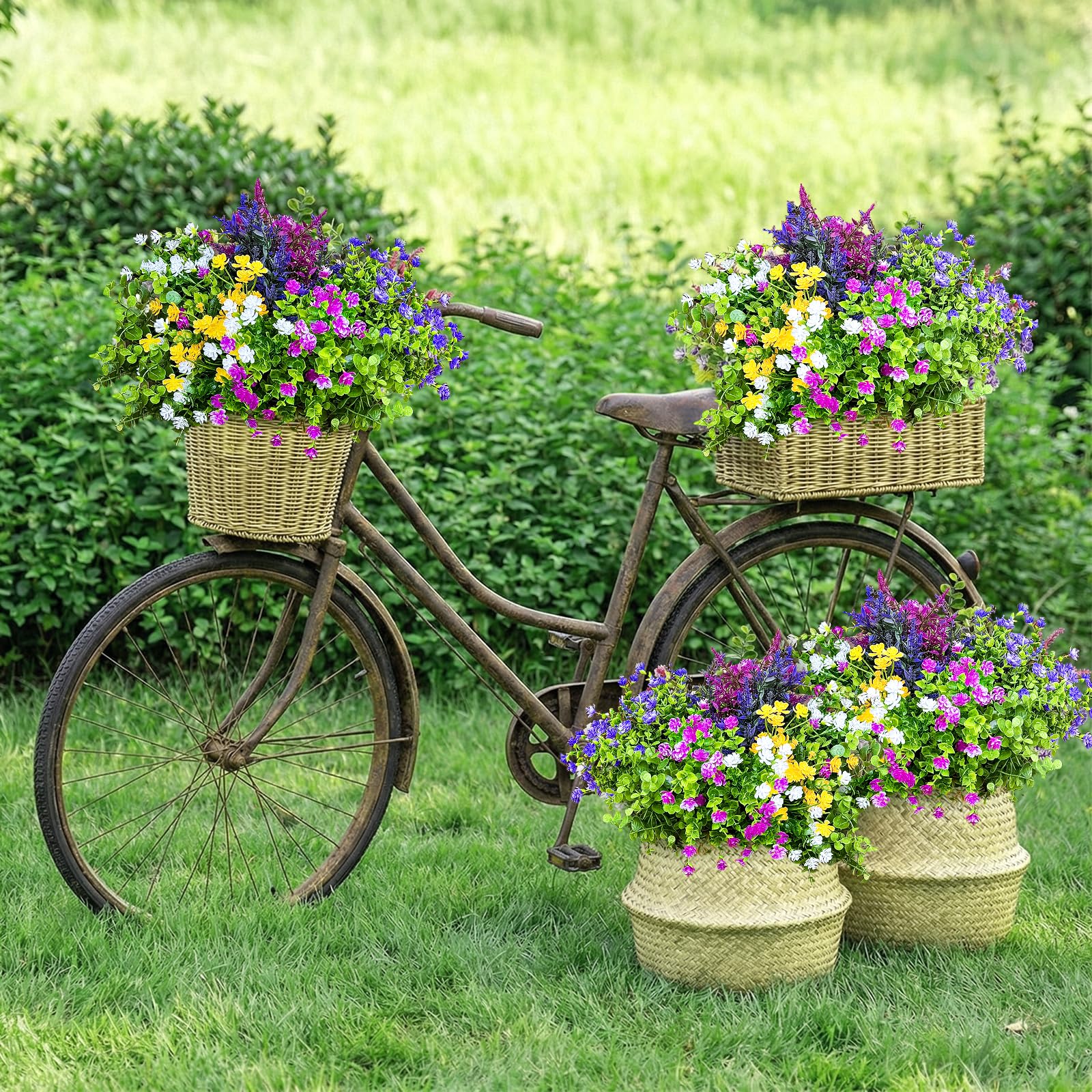 CLEANGOR weather-resistant plastic flowers withstand wind and rain for outdoor setups.