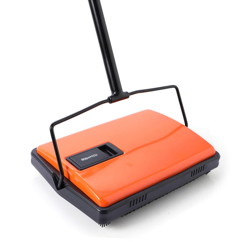 CLEANHOME manual carpet sweeper clears pet hair from carpets with deep-clean action