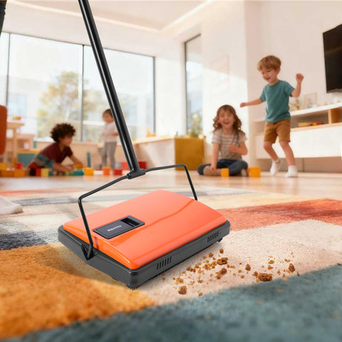 CLEANHOME push vacuum operates without electricity for stairs and tight spaces