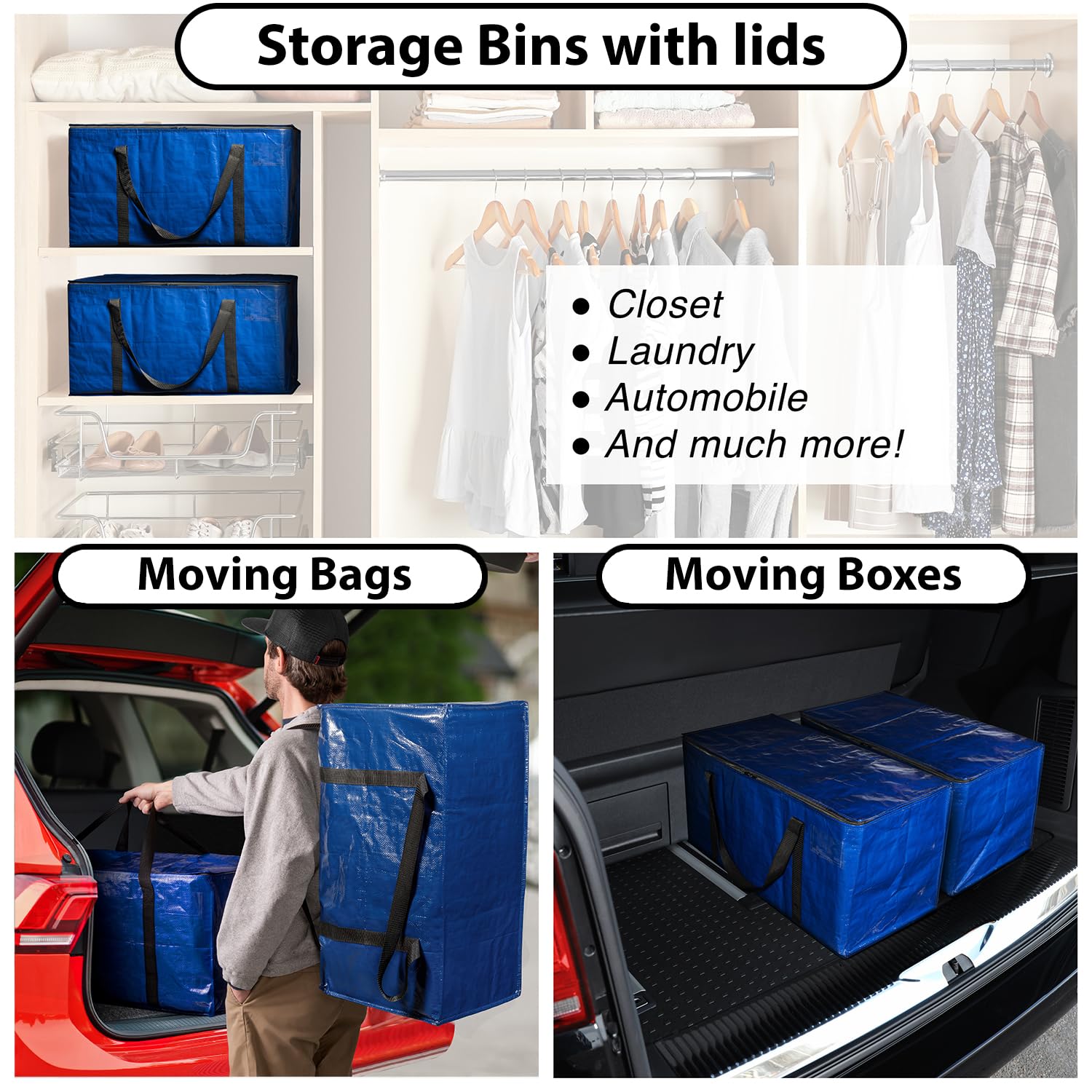 ClearSpace bags with handles and backpack straps ready for easy upstairs transport.